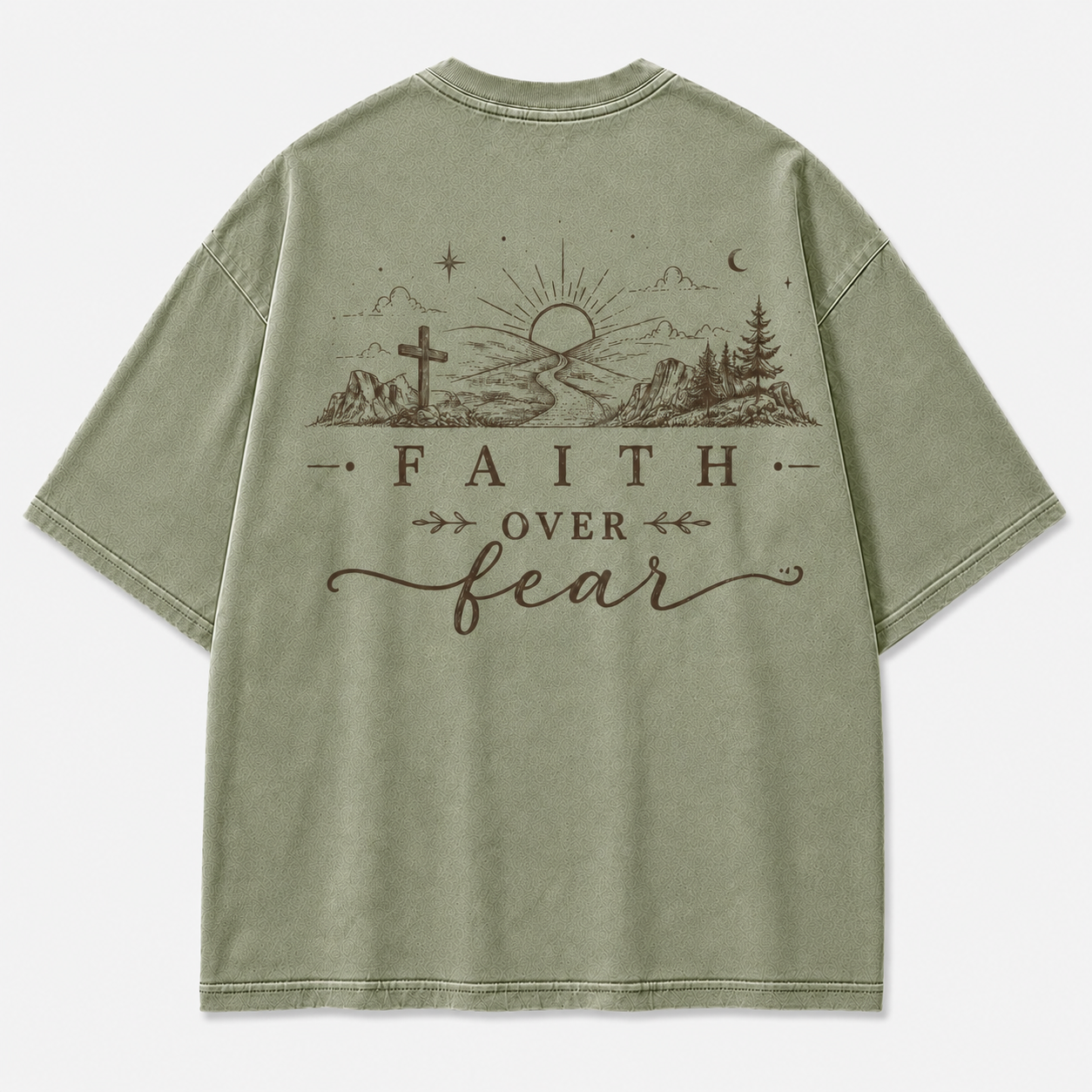 Faith Over Fear Washed Back Print Tee