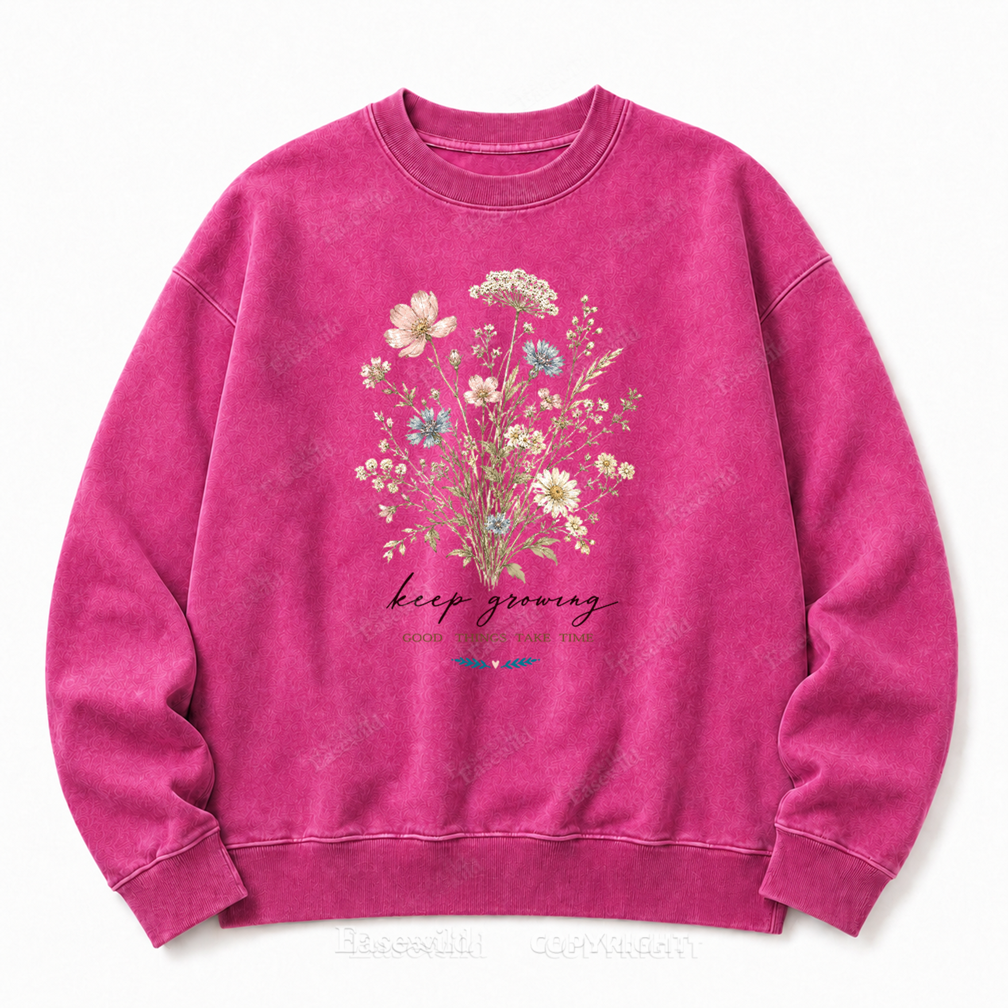 Keep Growing Front Graphic Washed Crewneck