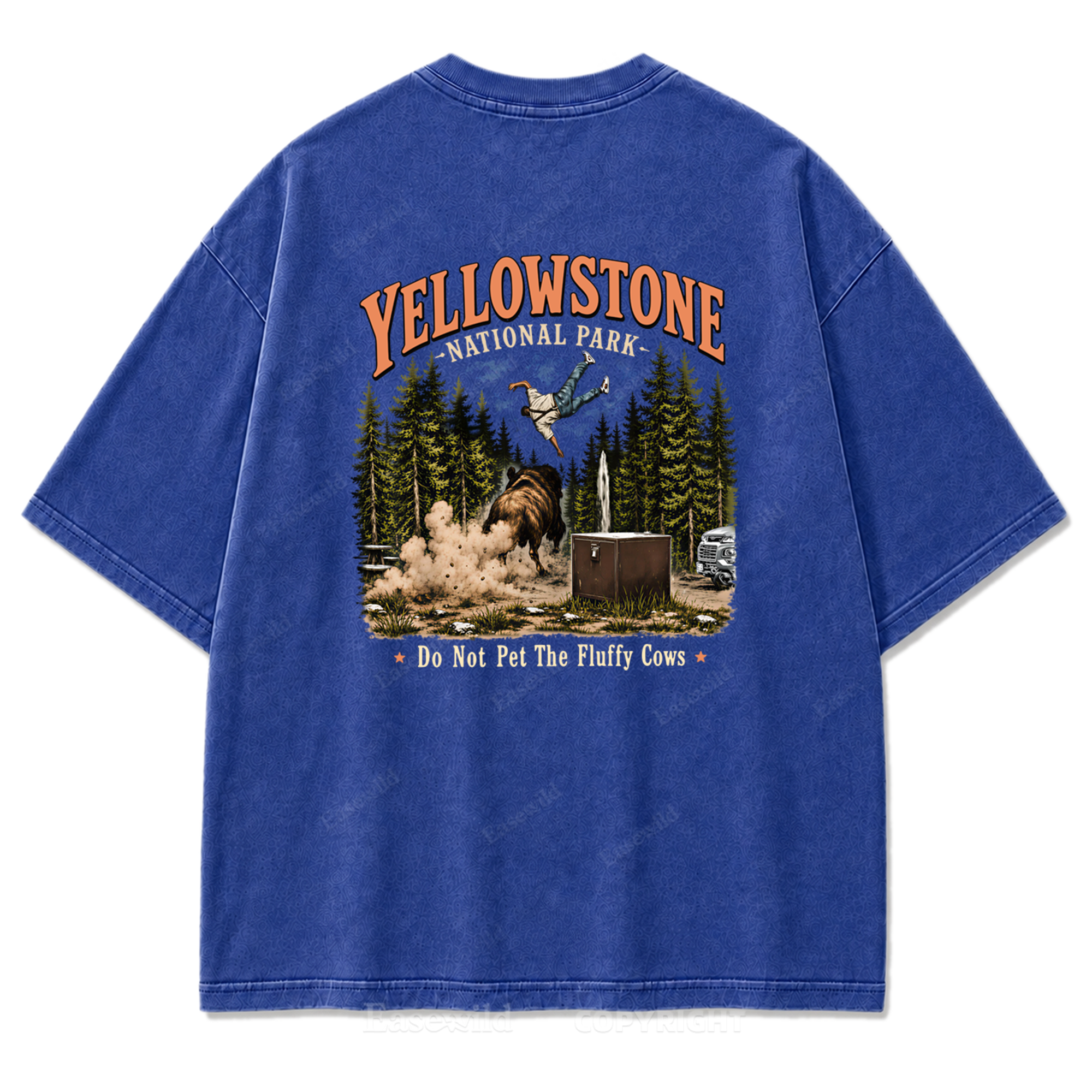 Yellowstone National Park Fluffy Cows Graphic Washed T-Shirt