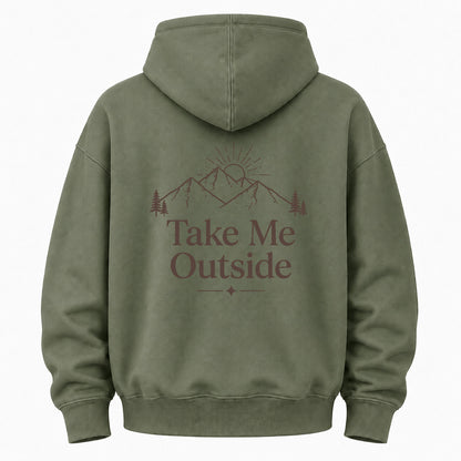 Take Me Outside Graphic Washed Hoodie