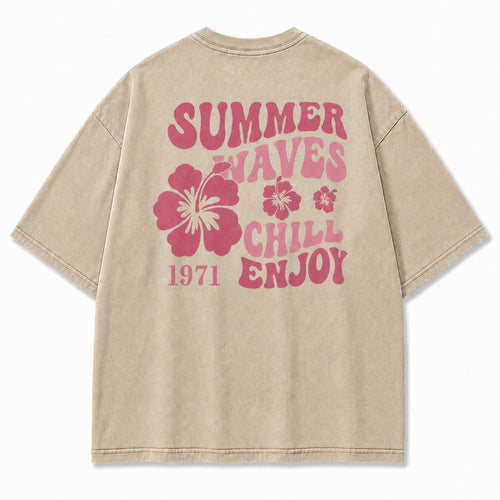 Summer Waves Chill Enjoy Washed Tee
