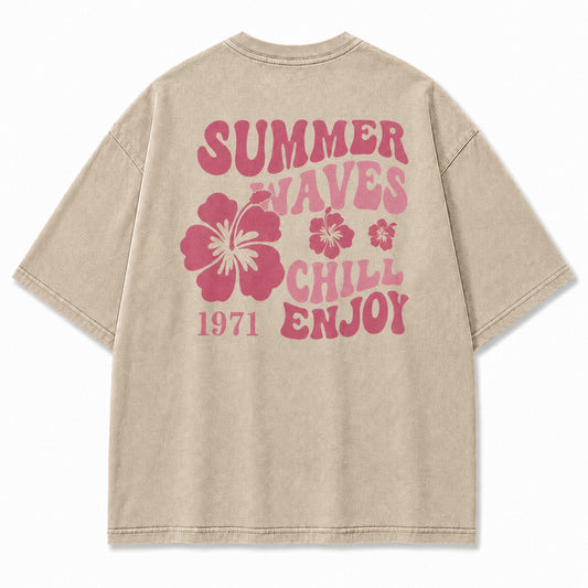 Summer Waves Chill Enjoy Washed Tee