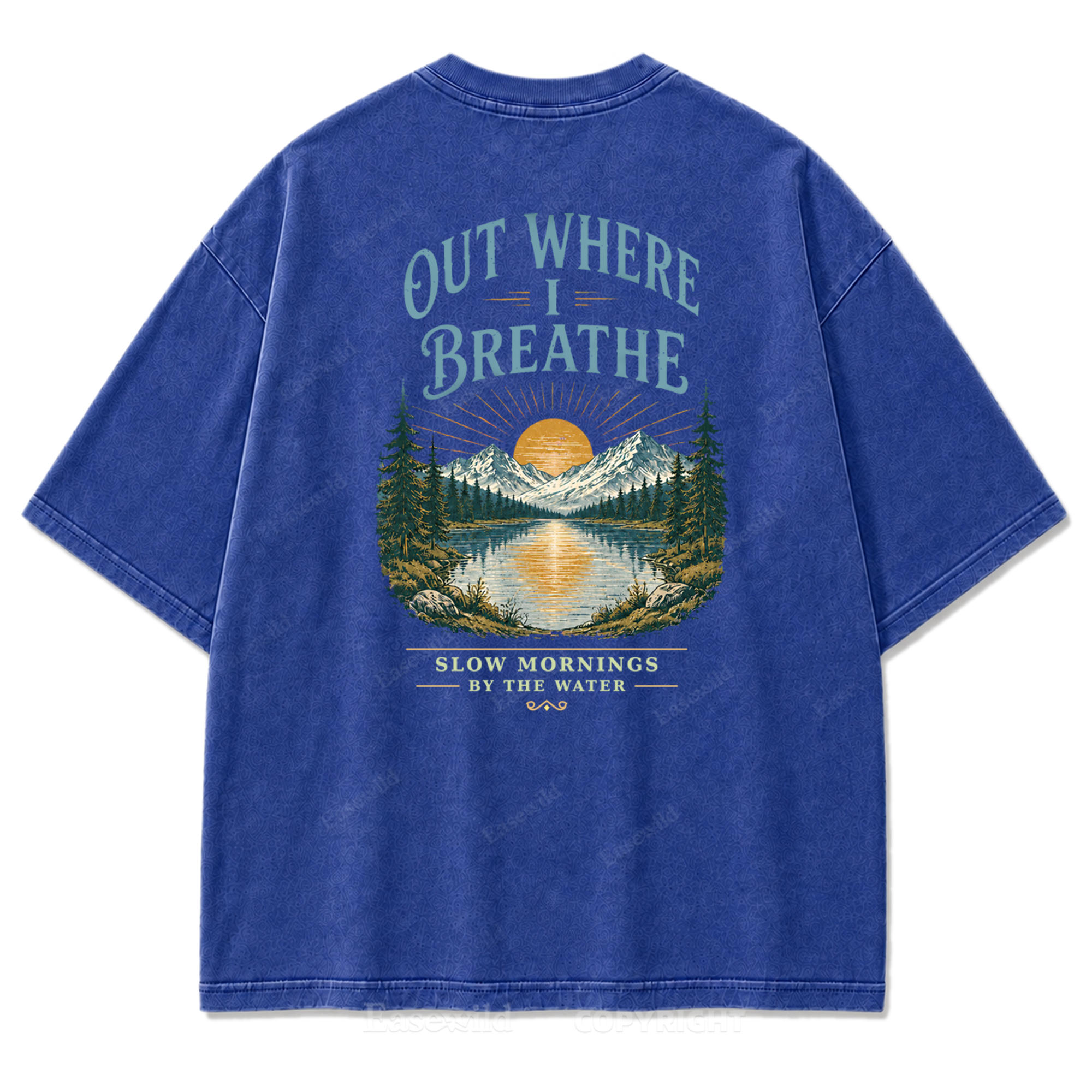 T-Shirt „Out Where I Breathe“ mit gewaschenem Print