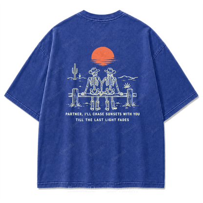 Cowboy-Skelett Used-Look T-Shirt