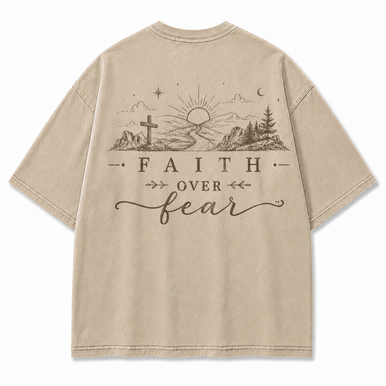 Faith Over Fear Washed Back Print Tee
