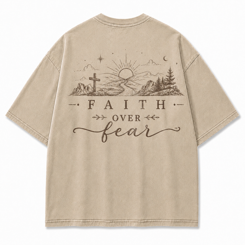 Faith Over Fear Washed Back Print Tee
