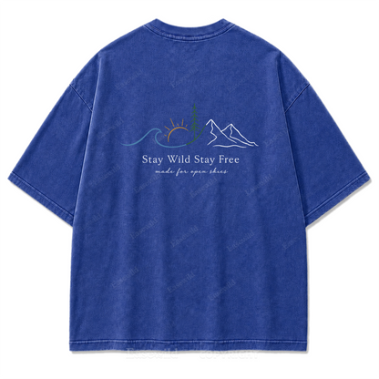 Stay Wild Stay Free Horizon Washed Print Tee