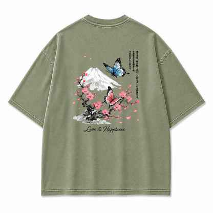 Fuji Blossom Butterfly Graphic T-Shirt