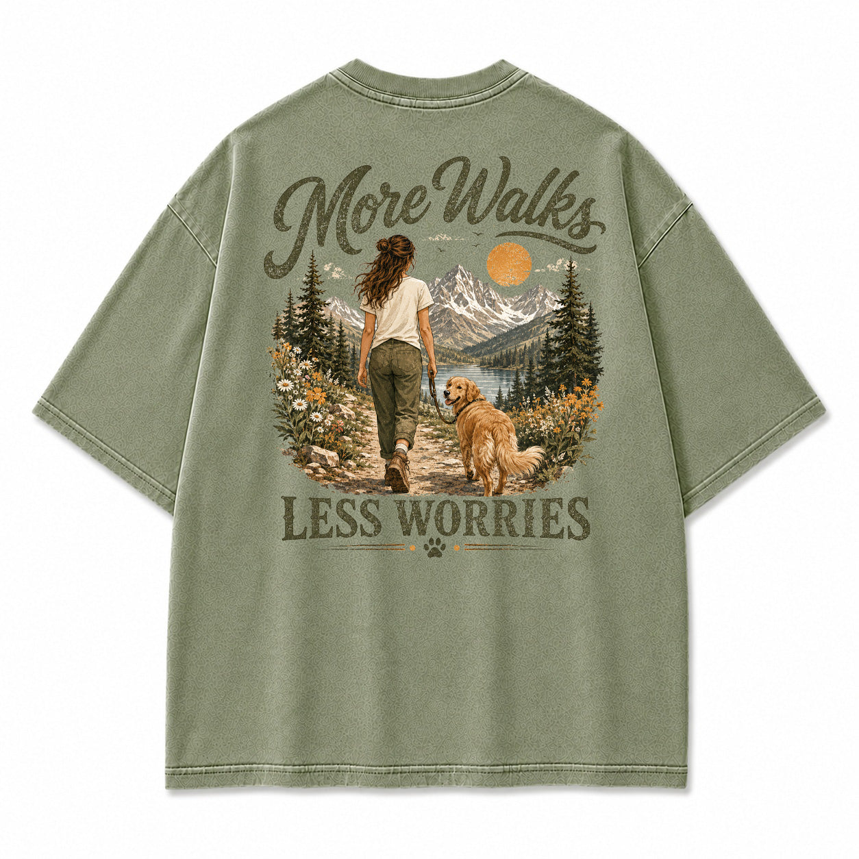 More Walks Less Worries Graphic T-Shirt