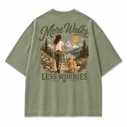 More Walks Less Worries Graphic T-Shirt