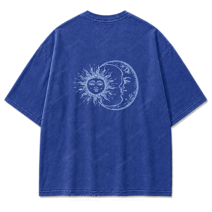 Sun and Moon Eclipse Celestial Washed Print Tee