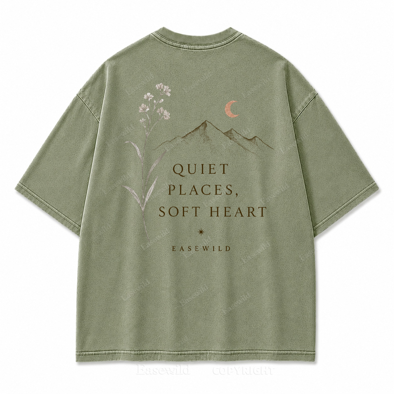 Quiet Places, Soft Heart Washed Back Print Tee