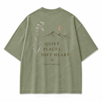 Quiet Places, Soft Heart Washed Back Print Tee