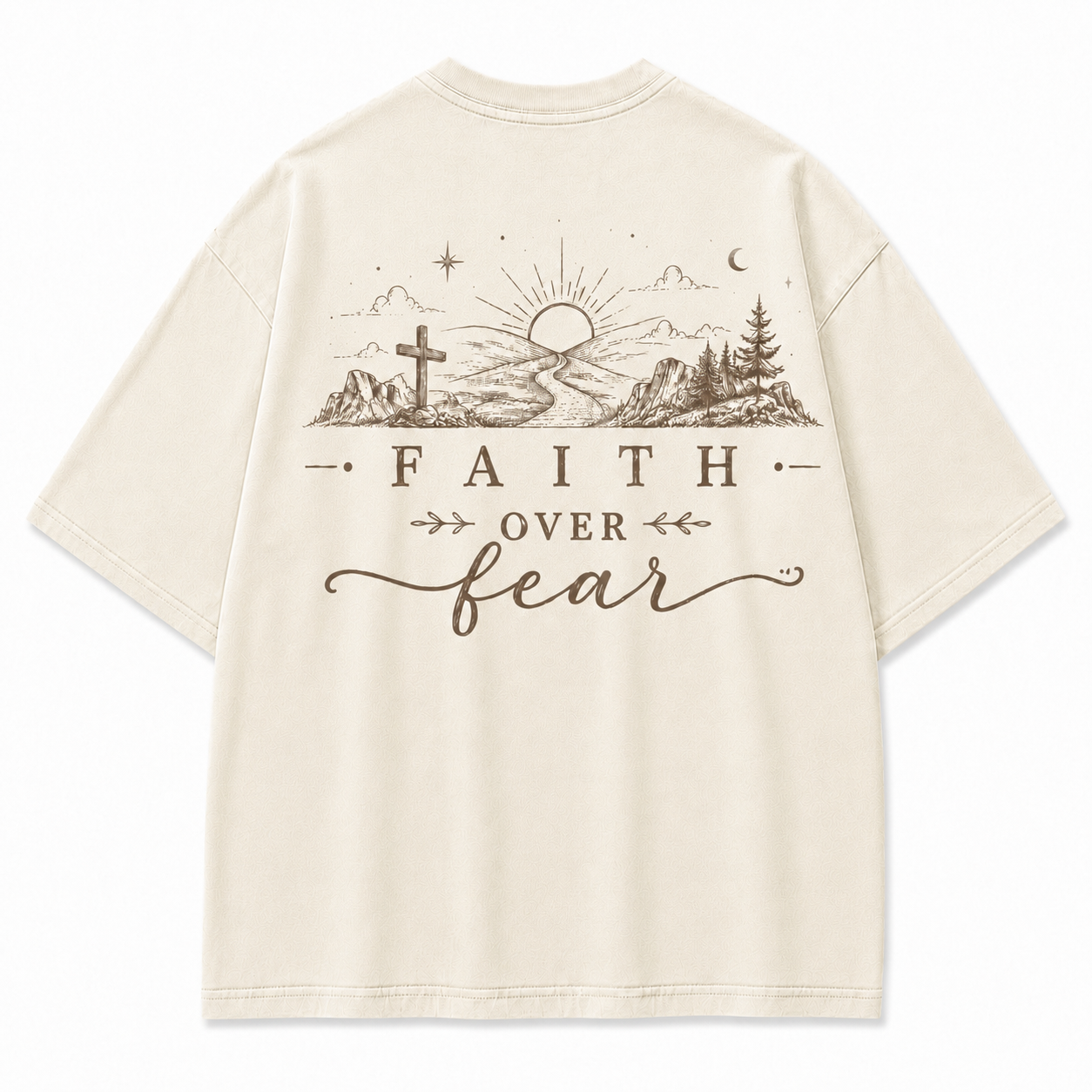 Faith Over Fear Washed Back Print Tee
