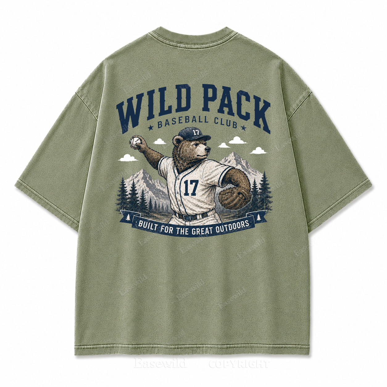 Wild Pack Baseball Club Washed Back Print Tee