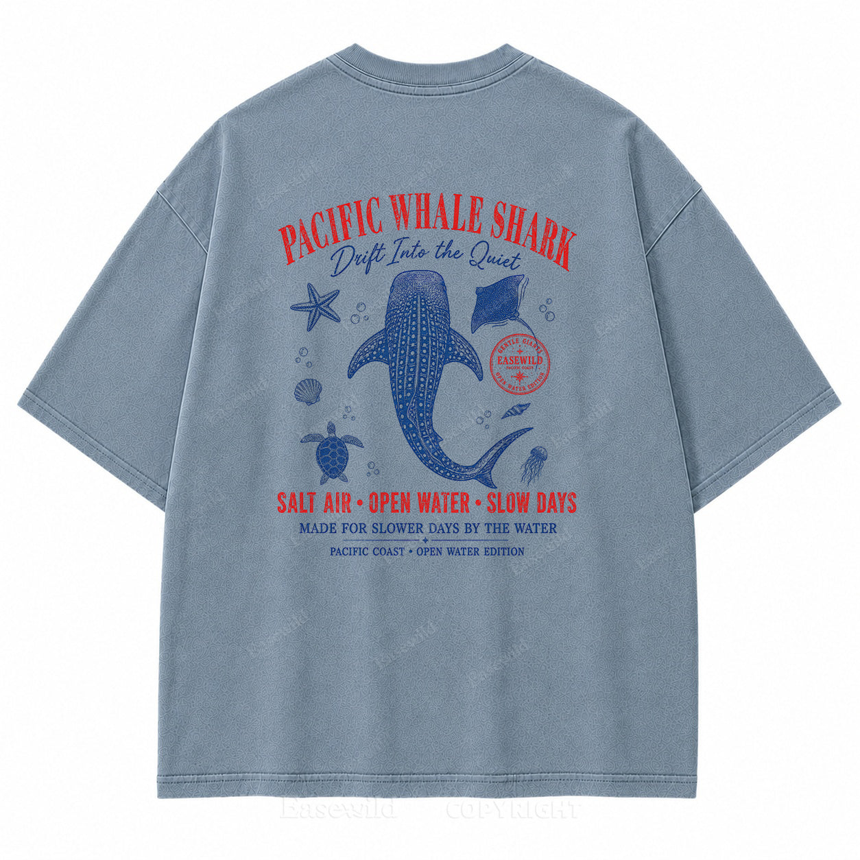 Pacific Whale Shark Washed Back Print Tee