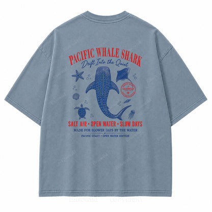 Pacific Whale Shark Washed Back Print Tee