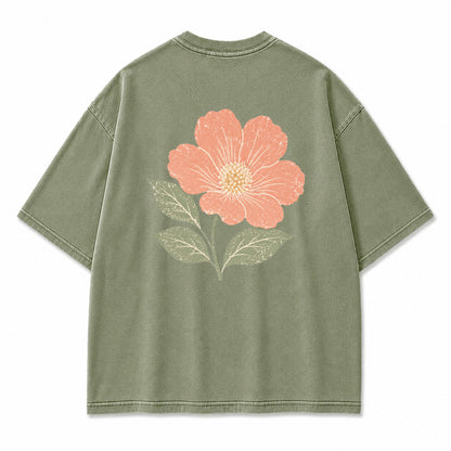 Coral Bloom Floral Graphic T-Shirt