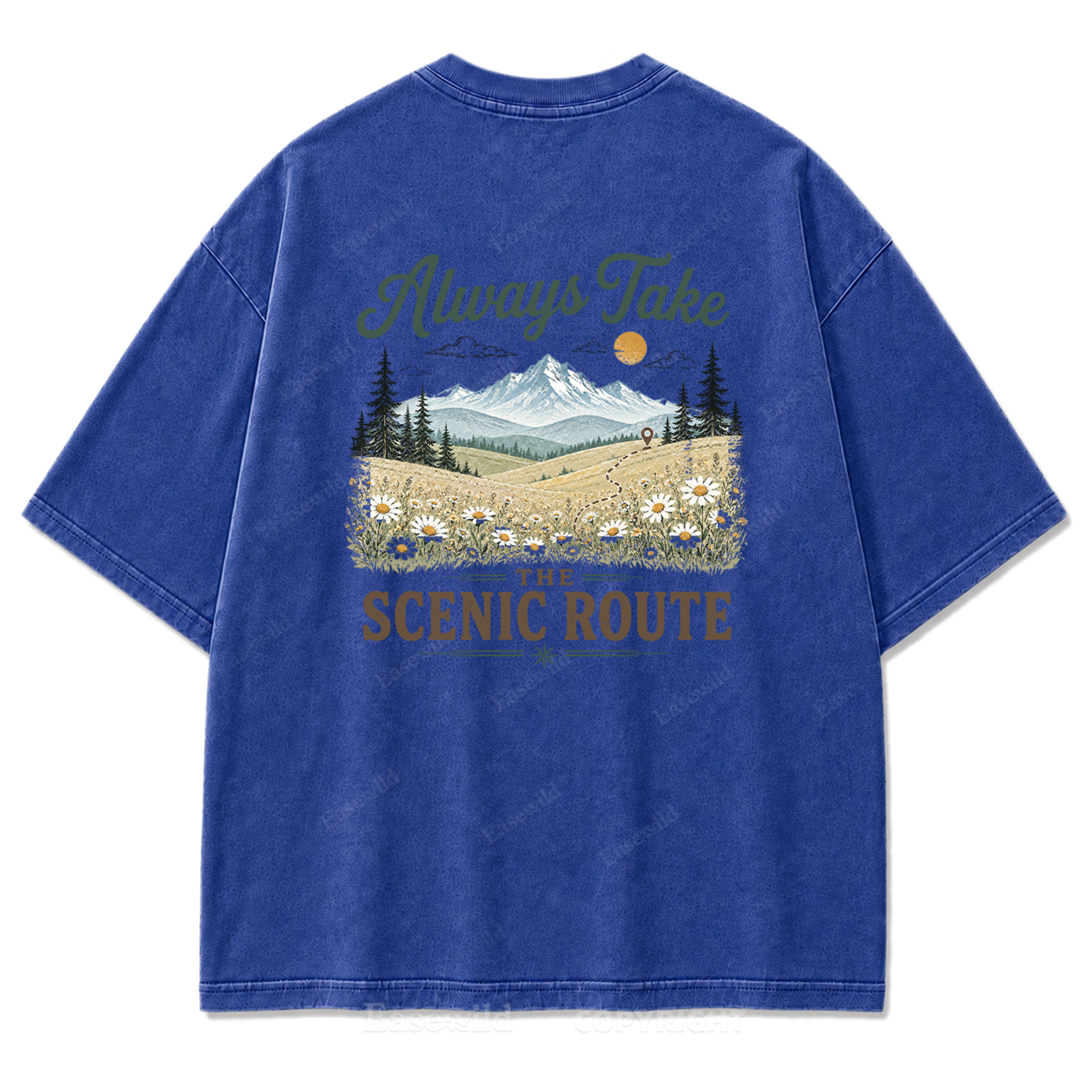 Always Take the Scenic Route Washed Print Tee