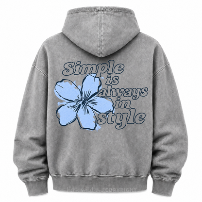Simple Is Always In Style Floral Washed Graphic Hoodie