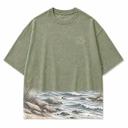 Coast Line Ocean Landscape Graphic T-Shirt