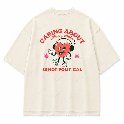 "Caring About Other People" Retro Heart Washed Graphic T-Shirt