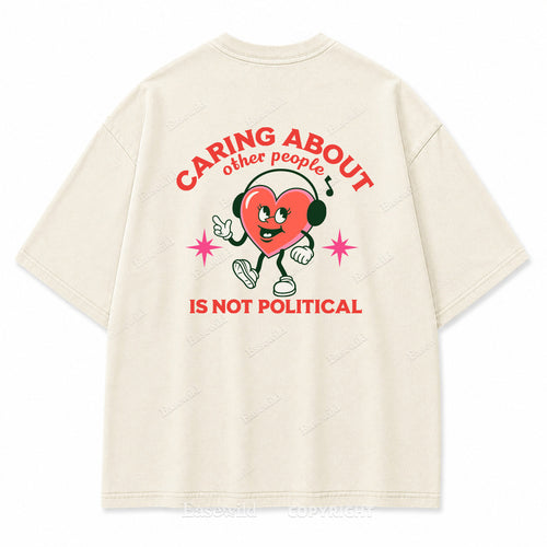 "Caring About Other People" Retro Heart Washed Graphic T-Shirt