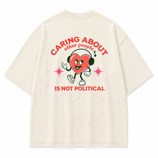 "Caring About Other People" Retro Heart Washed Graphic T-Shirt