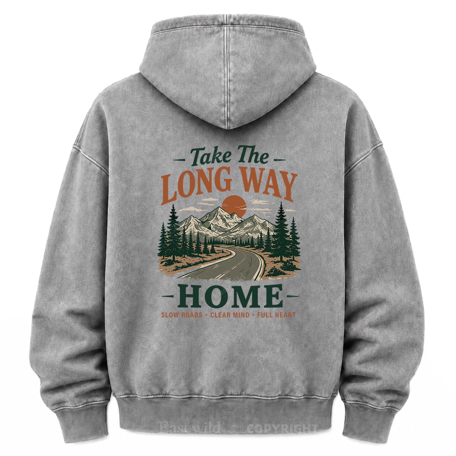 Take the Long Way Home  Washed Graphic Hoodie