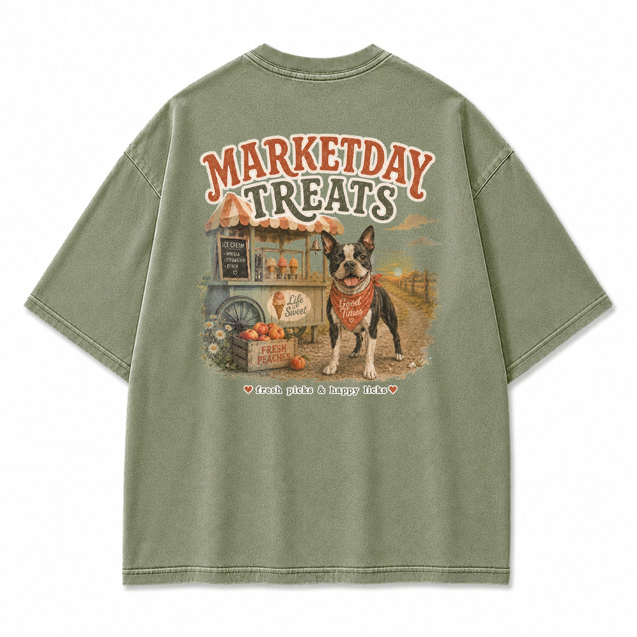 Marketday Treats Boston Terrier Graphic T-Shirt