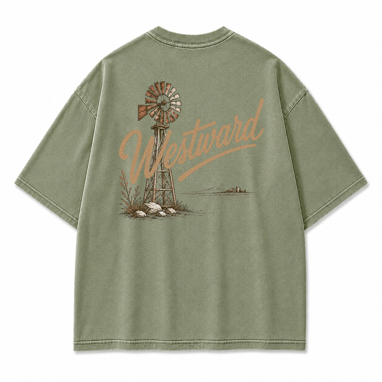 Westward Prairie Windmill Graphic T-Shirt