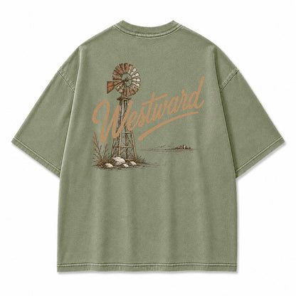 Westward Prairie Windmill Graphic T-Shirt