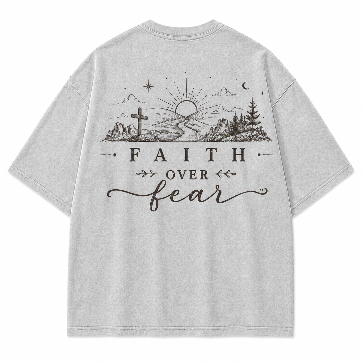 Faith Over Fear Washed Back Print Tee