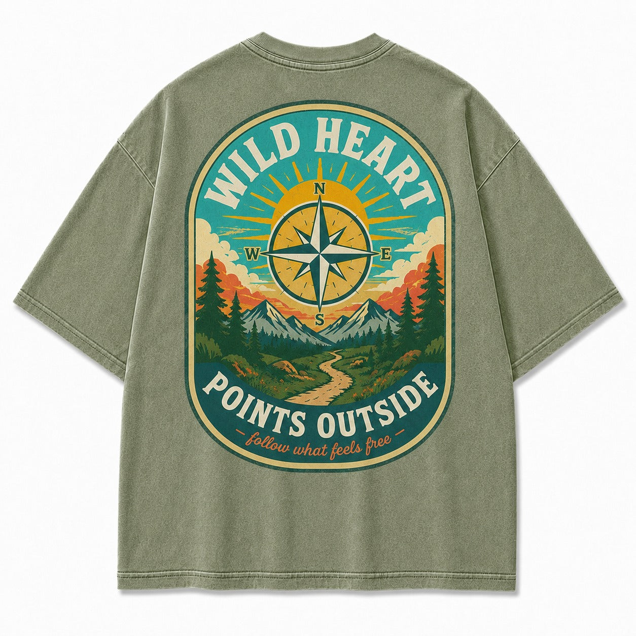 Wild Heart Points Outside Washed T-Shirt