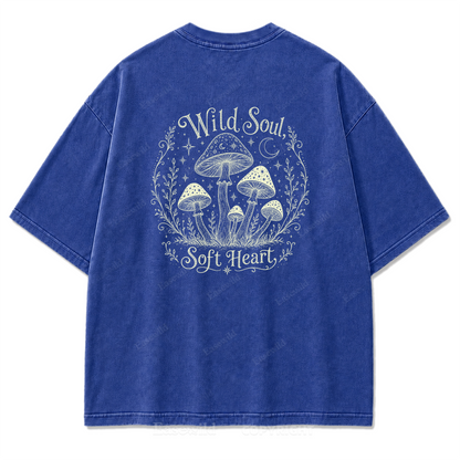 Wild Soul Soft Heart Mushroom Washed Print Tee