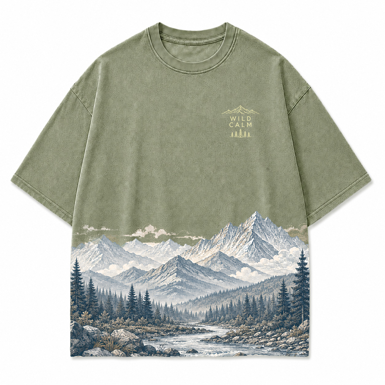 Wild Calm Mountain Landscape Scenic Hem Tee