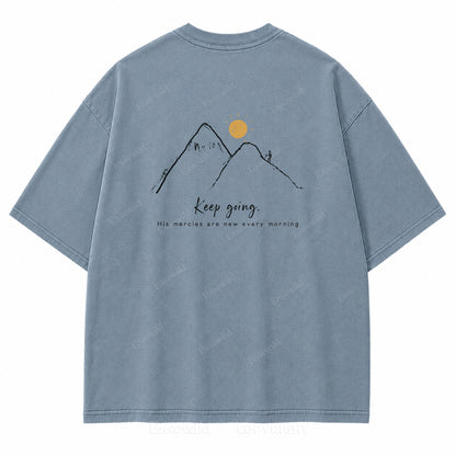 Keep Going Mountain Washed Back Print Tee
