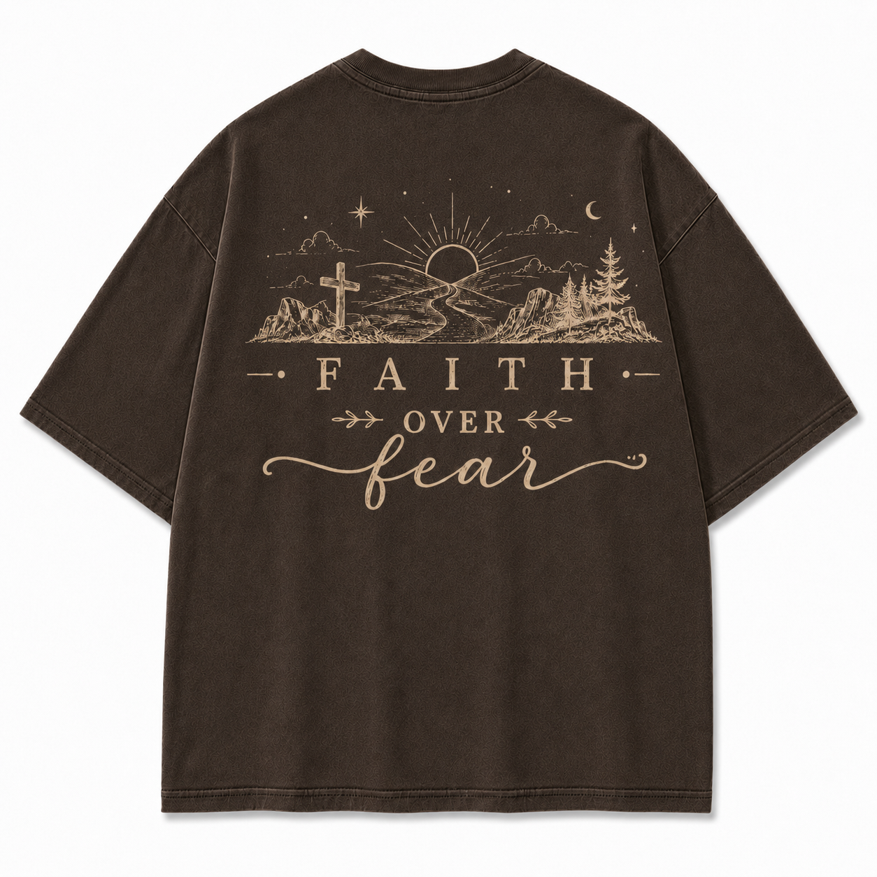 Faith Over Fear Washed Back Print Tee