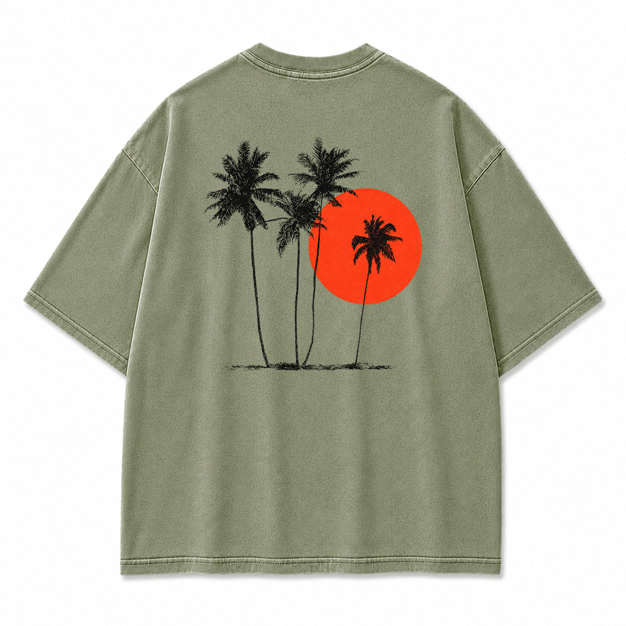 Crimson Palm Sunset Graphic T-Shirt