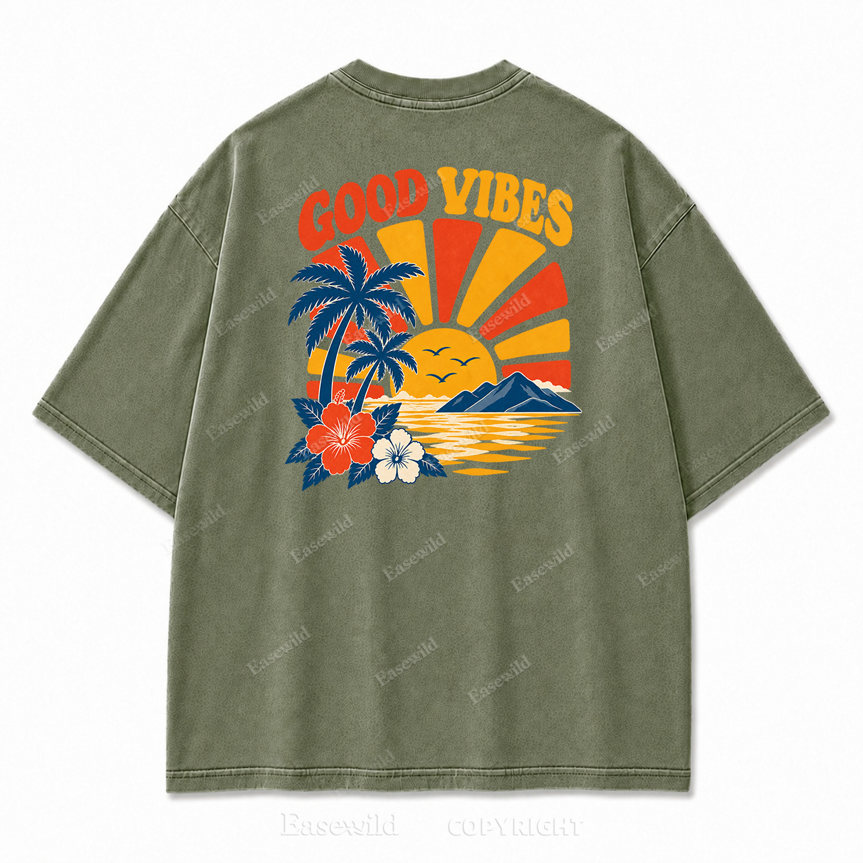 Retro Beach Sunset Oversized Graphic Tee