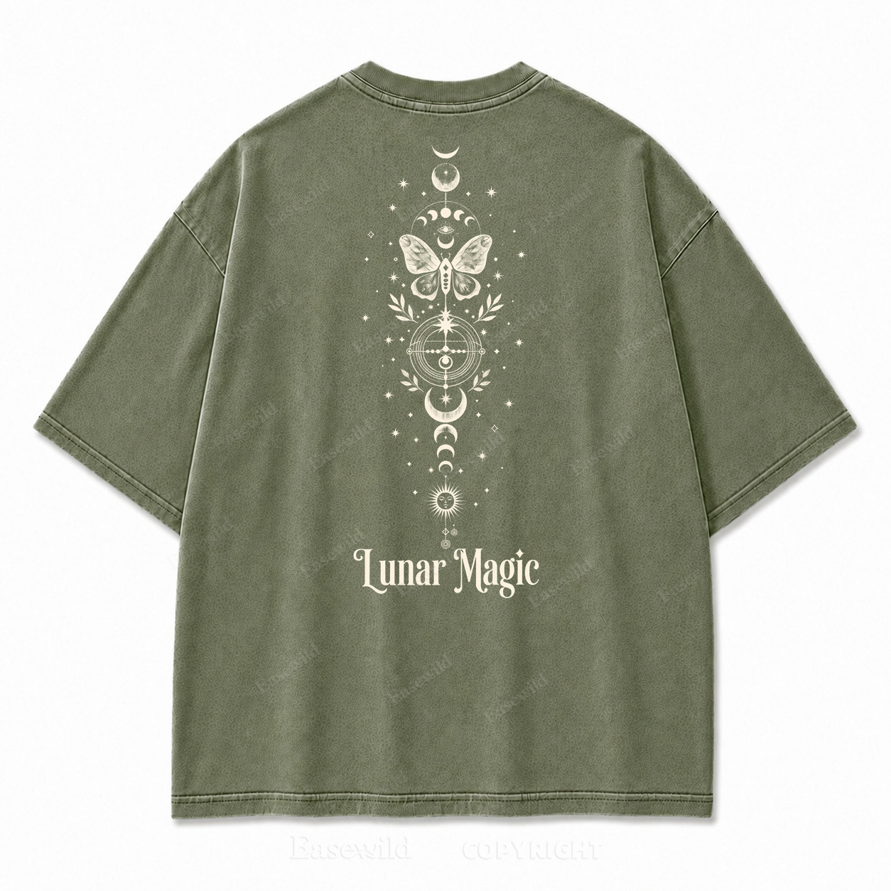 Lunar Magic Celestial Moth Moon‑Phase Graphic Print Tee