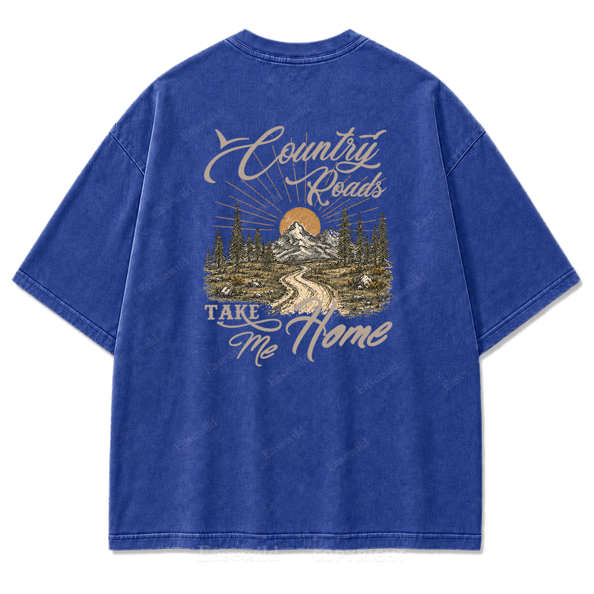 Country Roads Take Me Home T-Shirt mit Washed Print
