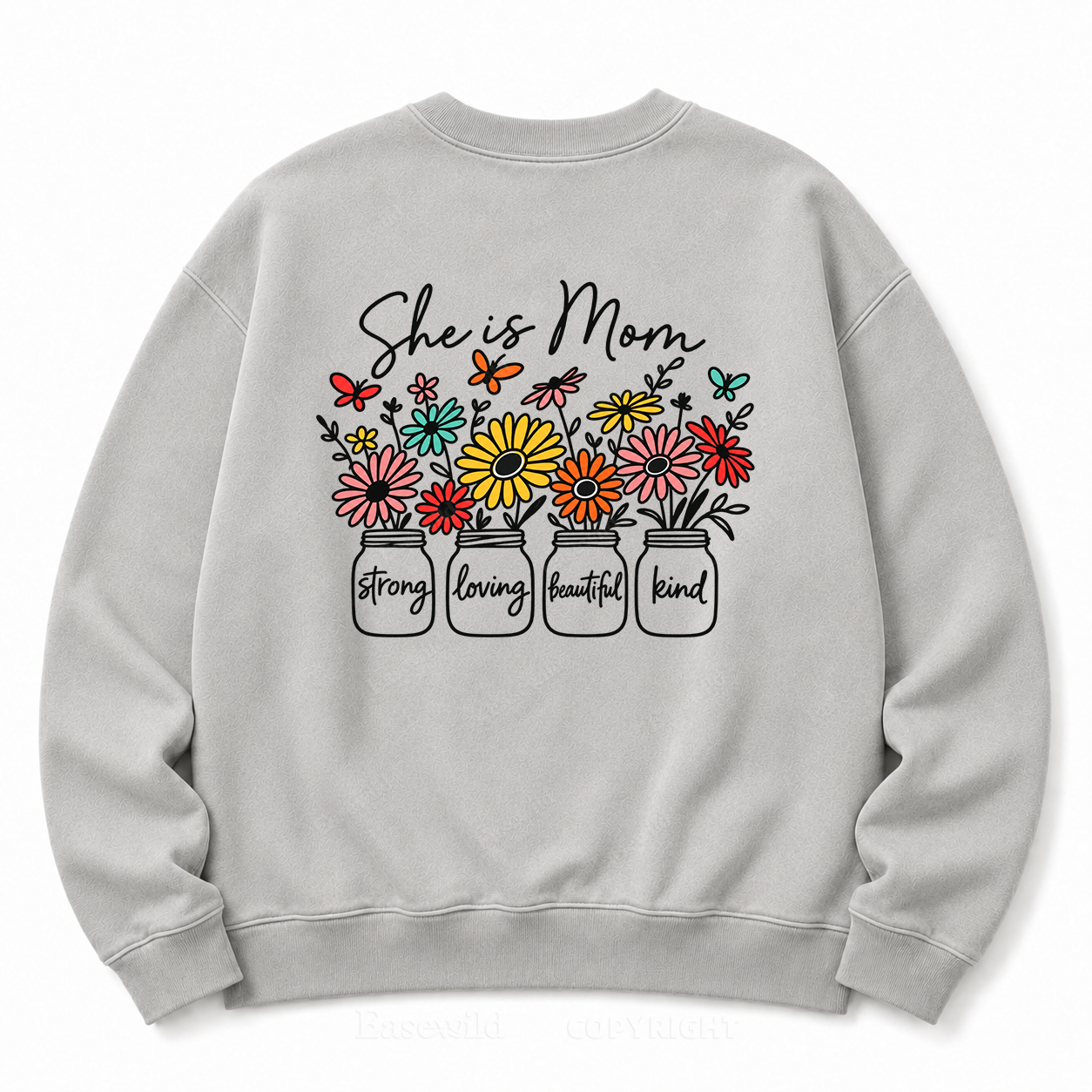 She Is Mom Floral Washed Graphic Sweatshirt