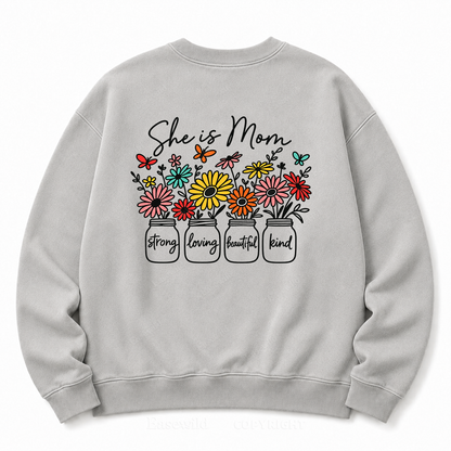 She Is Mom Floral Washed Graphic Sweatshirt