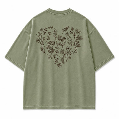 Wildflower Heart Botanical Graphic T-Shirt