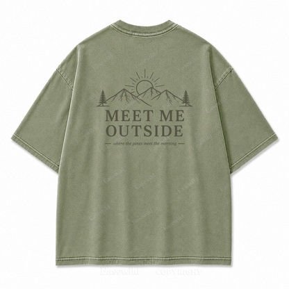 Meet Me Outside Sunrise Washed Back Print Tee