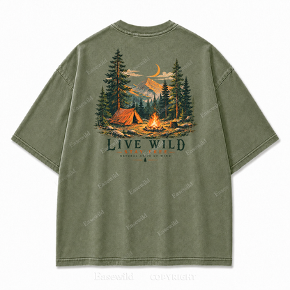 Live Wild Stay Free Vintage Camping PrintTee