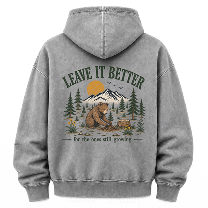 Leave It Better – Vintage Bear & Mountain Washed Graphic Hoodie
