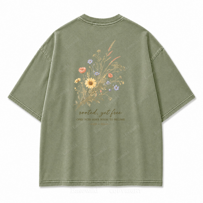 Rooted Yet Free Washed Back Print Tee