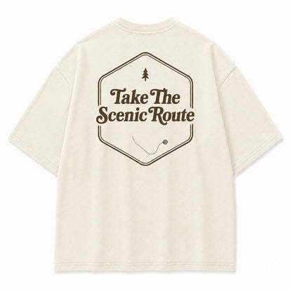 Take The Scenic Route Tee – Minimalist Adventure Graphic